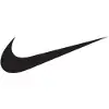 A black nike logo is shown on the side of a white background.