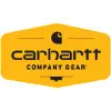 A yellow and black logo for carhartt company gear.