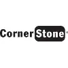 A black and white logo of corner stone.