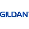 A blue and white logo of gildan